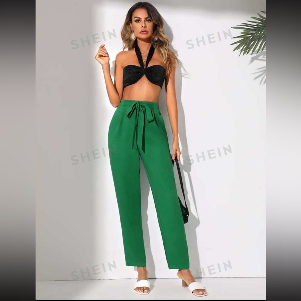 Green Tie up slacks 💚